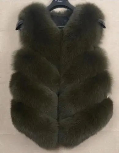 Light Green JKKFURS Модный женский 4 ряда меховой жилет настоящий мягкий толстый лисий мех жилет женский Зимний натуральный жилет S1677 - Цвет: Light Green