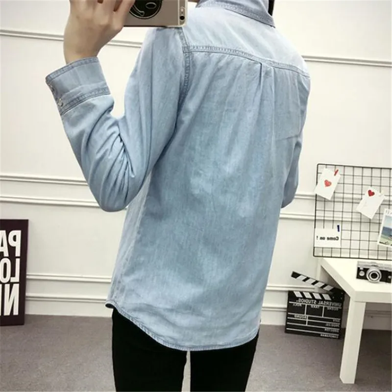 Winter long sleeve denim warm plus velvet shirt ladies casual solid color tops 2019 new wild Denim female AS819 | Женская одежда