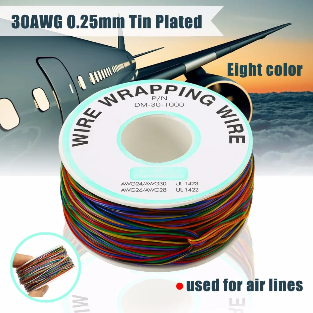 Новый 30AWG 0 25 мм Оловянная медная проволока обмотка изоляции Тестовый Кабель 8