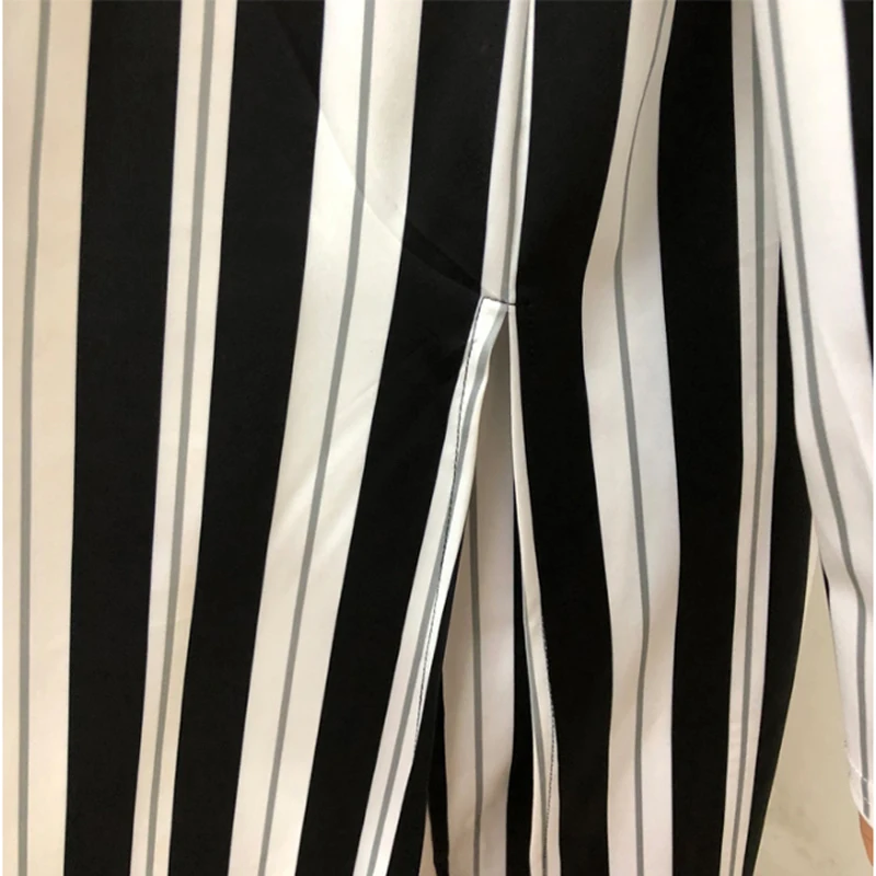 

Women Two Piece Set Sexy Print Long Sleeve Striped Cover Up Smock Ponchos Cloak+ Broad leg Long pants Ladies Striped Outfits