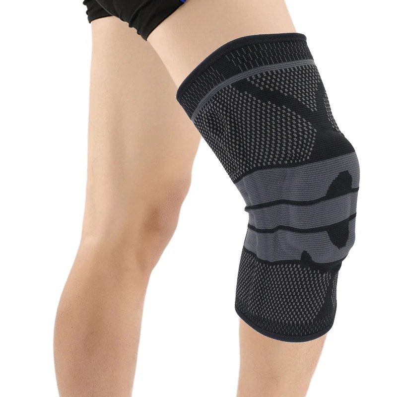 

COYOCO Silicon Pad Spring Support Knee Brace 1 Pair Leg Arthritis Injury Gym Sleeve Knee Pad Warm Black Grey Meniscus Kneepad