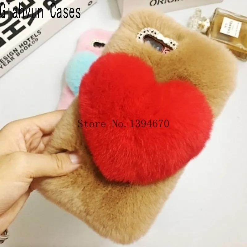 Sweet heart bling Warm Soft comfort Fake fur Rabbit's hair For Vivo X5L X5MAX X5Pro X6 X7 X9 X9S X20 PLUS Xplay 5 6 phone case |