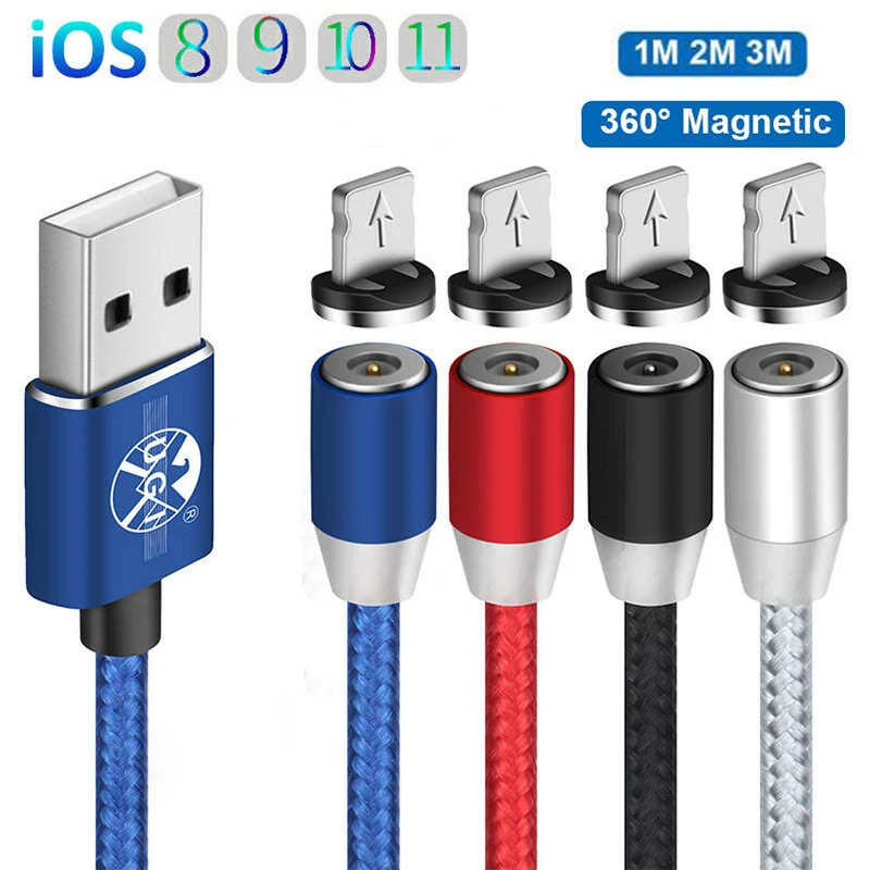 UGI Магнитный кабель 1 м-3 м iOS Порт 360 градусов сильная Адсорбция USB зарядный для iPhone