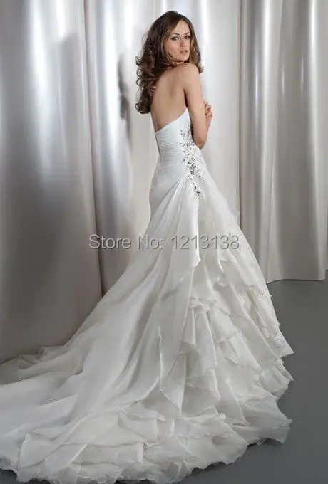 A-line New Stunning Sweet White/Ivory Crystal Organza Wedding Dress Custom Size | Свадьбы и торжества