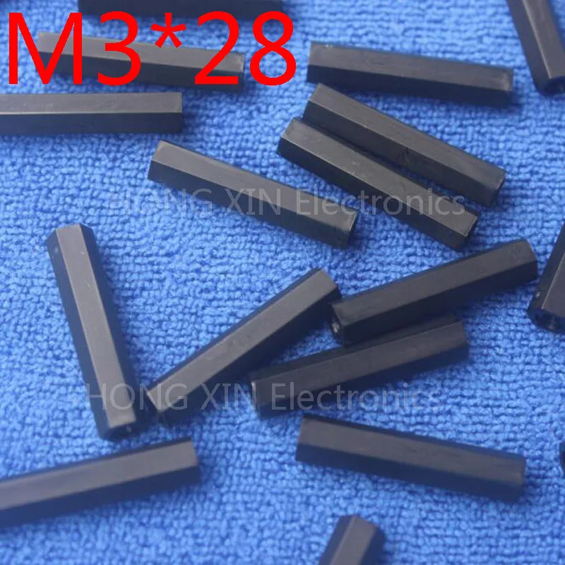 M3 * 28 черный 1 шт нейлон мм Шестигранная Женская противостоящая прокладка
