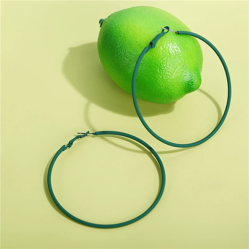 Женские круглые серьги кольца большие Разноцветные красного зеленого синего