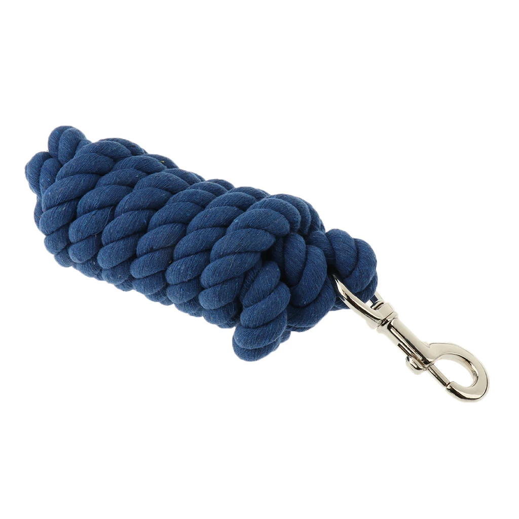 Navy Blue Perfeclan Премиум лошадь свинцовые канаты хлопок переплетения Rein холтеры плетеные поводья 2,5 м очень толстая веревка - Цвет: Navy Blue