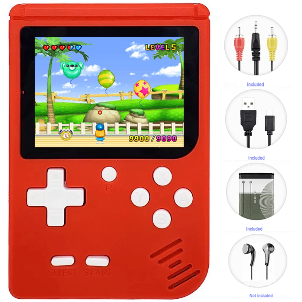 Red Классические мини-игровые консоли, JJFUN FC280 портативные игры, встроенные 400 ретро-ТВ-видеоигры с 3,0 дюймовым ЖК-дисплеем 1 USB зарядка - Цвет: Red
