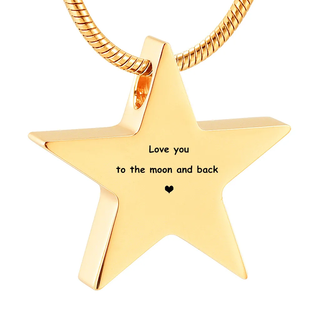 IJD10930 розовый/Золотой Цвет звезда зола после кремации урна кулон-Love You to the Moon and Back