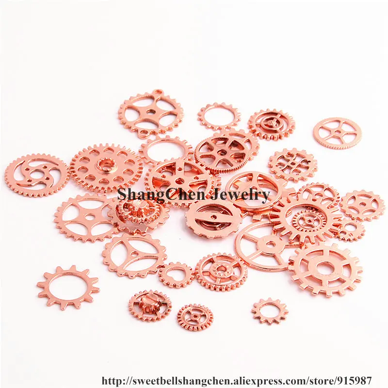 Сладкий колокольчик микс 100 шт Подвески из розового золота Шестерня Кулон