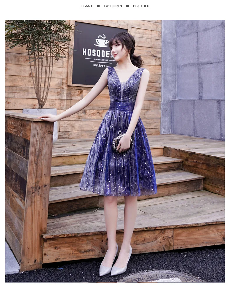 Royak Blue Evening Gowns for Women Robe De Soiree Starry Sky Fashion Evening Dress Party Elegant Arabic Long Formal Dress ES2553