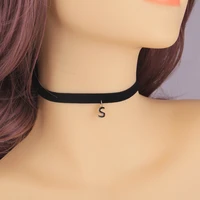 little minglou fashion a to z 26 dark letter name choker necklace diy charm pendant punk gothic collar jewelry choker for women