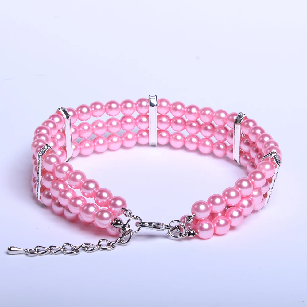 3 ряда собака жемчуг Цепочки и ожерелья воротник аксессуары Beling Шарм Cat украшения для щенков для собак, кошек, мелких Medium4 цвета