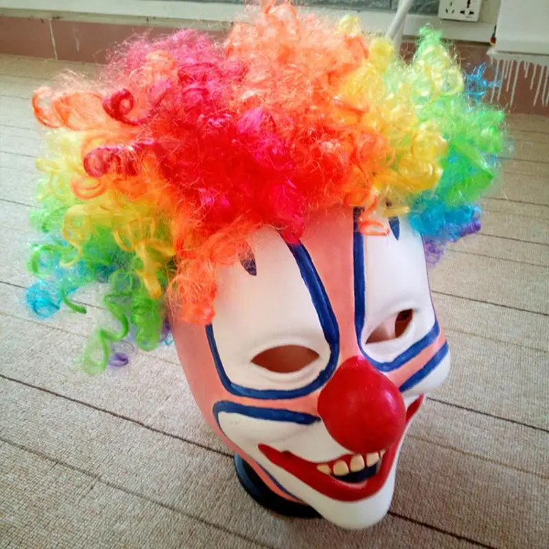  Новый смешной латексный с волосами Рождественский костюм вечерние маски клоуна
