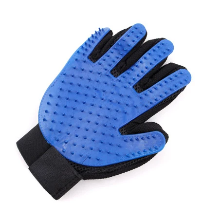 Blue Right Hand Перчатка для удаления волос в виде кошки, расчески, расчески, щетка для животных, перчатка для расчесывания волос, перчатка для ухода за домашними животными, щетка для ванны для домашних животных GL0050 - Цвет: Blue Right Hand
