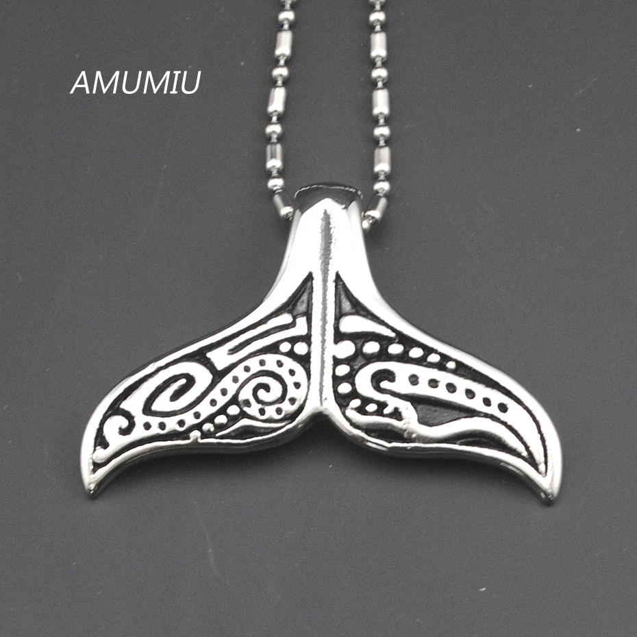 Милый кулон в виде хвоста Кита AMUMIU ожерелье из нержавеющей стали цепь для мужчин