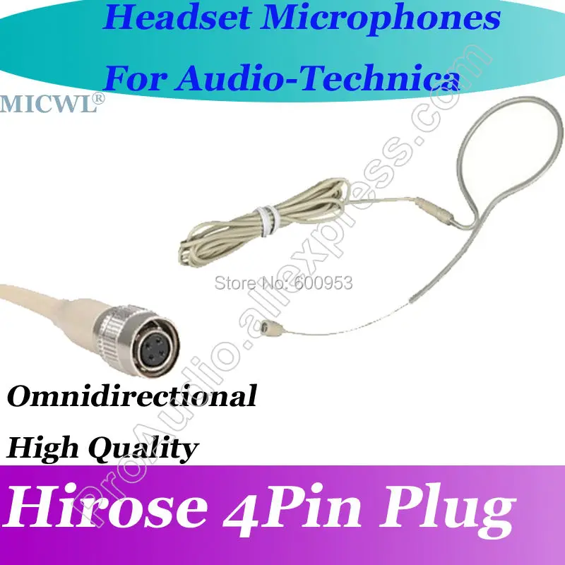 

MICWL T72 Beige Omni Directivity ear Hook Headset Microphone for Audio Technica Wireless Beltpack System Hirose 4Pin connector