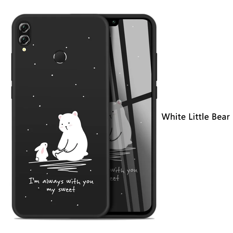 White Little Bear Милый чехол для huawei Honor 8x, силиконовый чехол, 3D рельеф, противоударный бампер для huawei Honor 9 10 Lite Y6 Y9, чехол - Цвет: White Little Bear