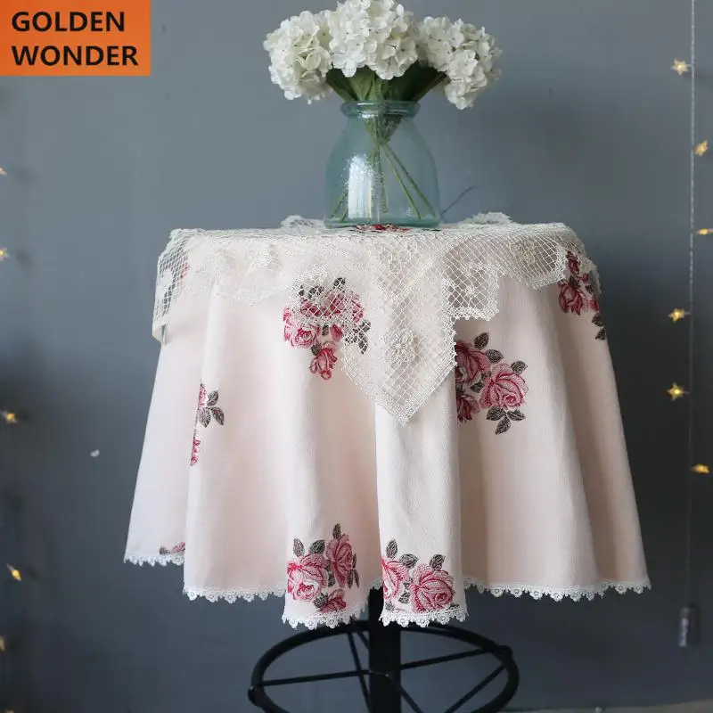 Beautiful Rose Cheney Round Tea Table Cloth Coffee Cover Flower Tulle Home Decoration Chinese cloth | Дом и сад
