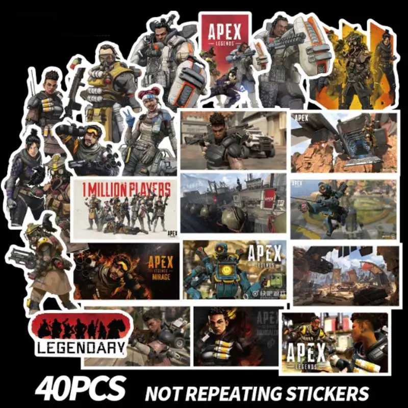 40 шт./лот наклейки Apex Legends водонепроницаемые из ПВХ без повторов для ноутбука
