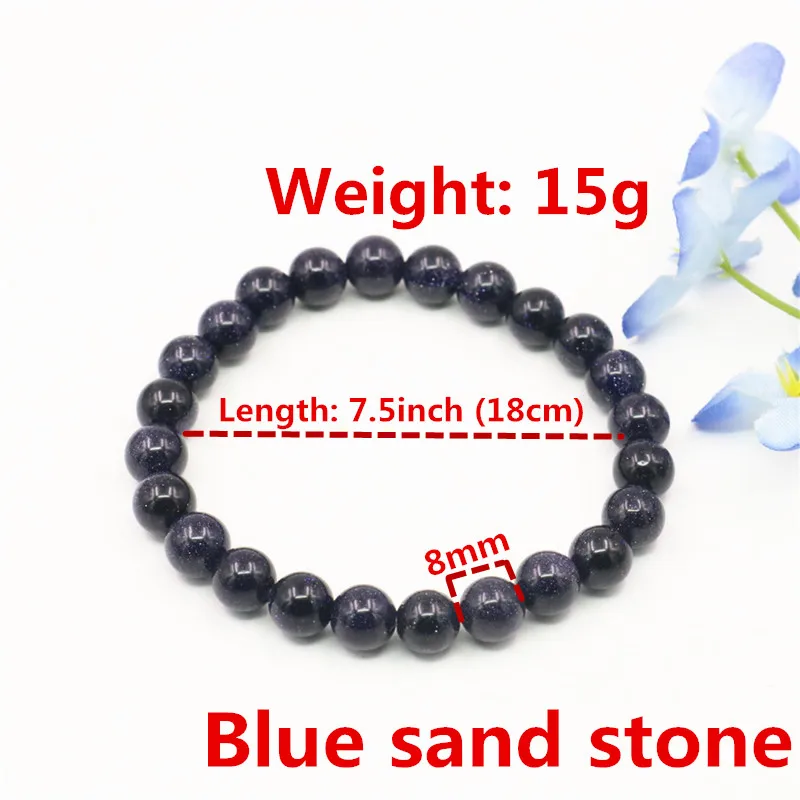 Blue sand stone 8 мм Striated оникс тигровый глаз кошачий глаз халцедон гранат Aquamarines браслеты, круглые бусины натуральный камень для изготовления ювелирных украшений - Окраска металла: Blue sand stone