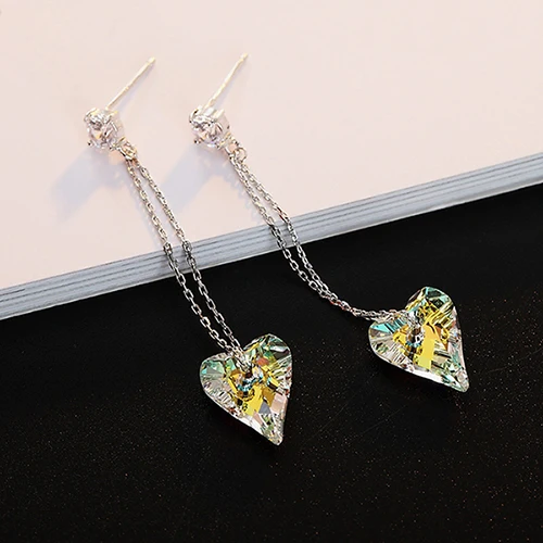 BAFFIN оригинальные кристаллы от Swarovski дикое сердце кулон серьги для женщин свадебный серебряный цвет длинная цепочка подвески - Окраска металла: Crystal AB