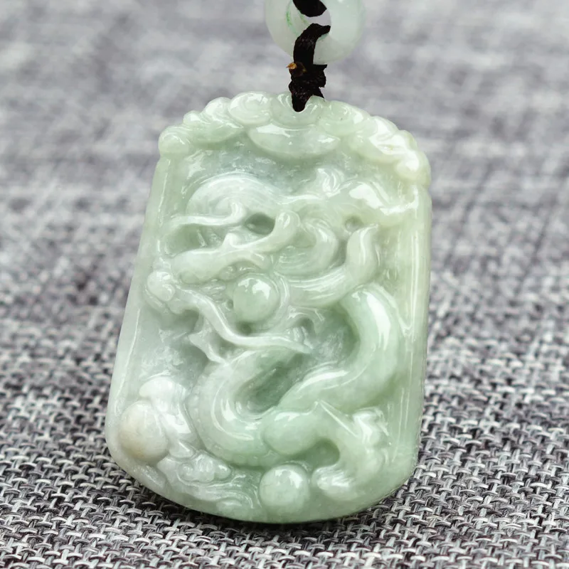 (Сертификат) натуральная A + Jadeite Каменная Резная подвеска китайский дракон