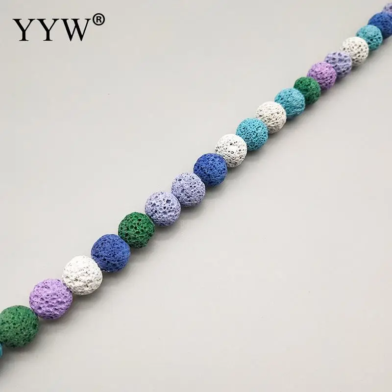 mixed 6, 8, 10 мм, разноцветные бусины из лавы, бусины из вулканического камня, свободные бусины-разделители для изготовления браслетов своими руками - Цвет: mixed