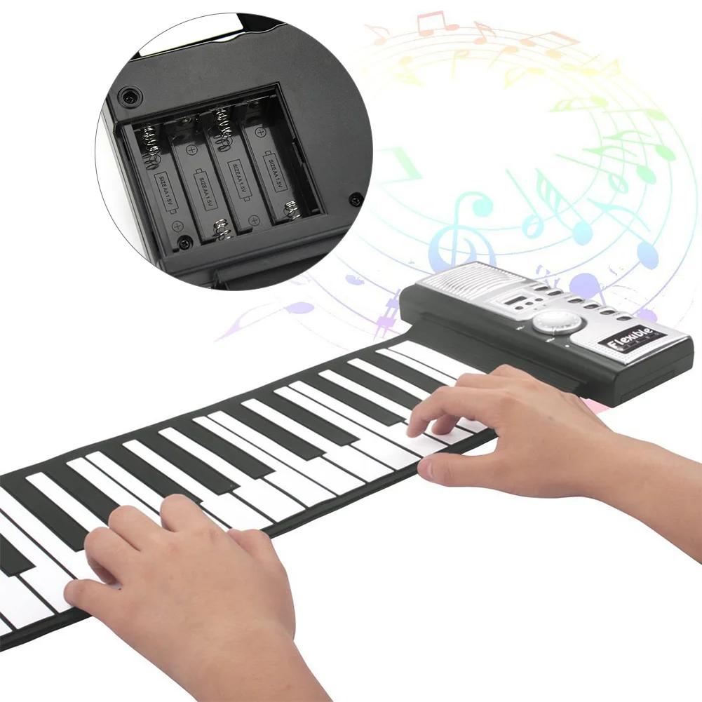 Children Digital Soft Flexible 61 Keys Roll Up Electric Silicone Keyboard Piano Foldable | Спорт и развлечения