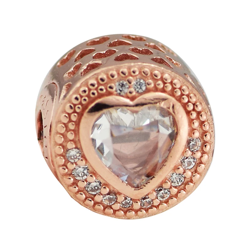 Сочувствие розовое золото бусины с четким CZ Подходит для Pandora Essence браслеты 925 стерлинговые серебряные ювелирные изделия, подвески-талисманы