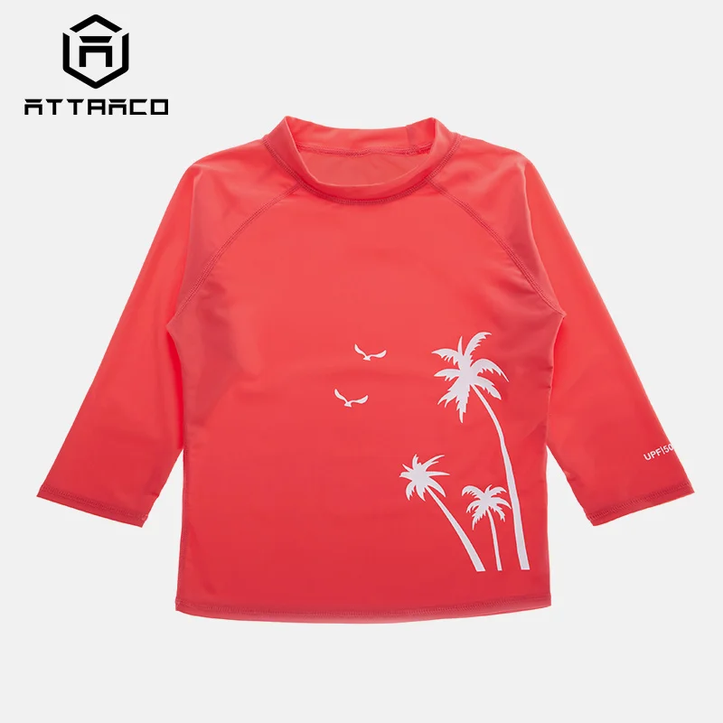 RED Attrico детский Рашгард купальник для мальчиков с длинным рукавом Топ спортивный купальник принт UPF 50+ Рашгард рубашки для плавания купальный костюм - Цвет: RED