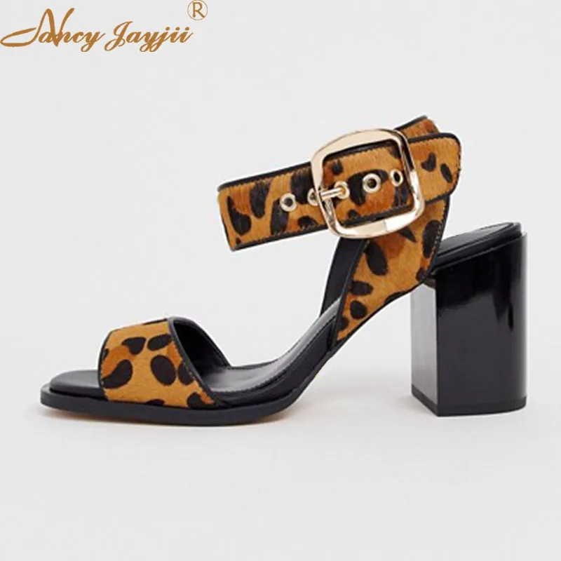 

Leopard Female Shoes Women Sandal Animal Prints Buckle Super High Square heel Sexy Eelgant Fashion Nancyjayjii Cover Basic 2019