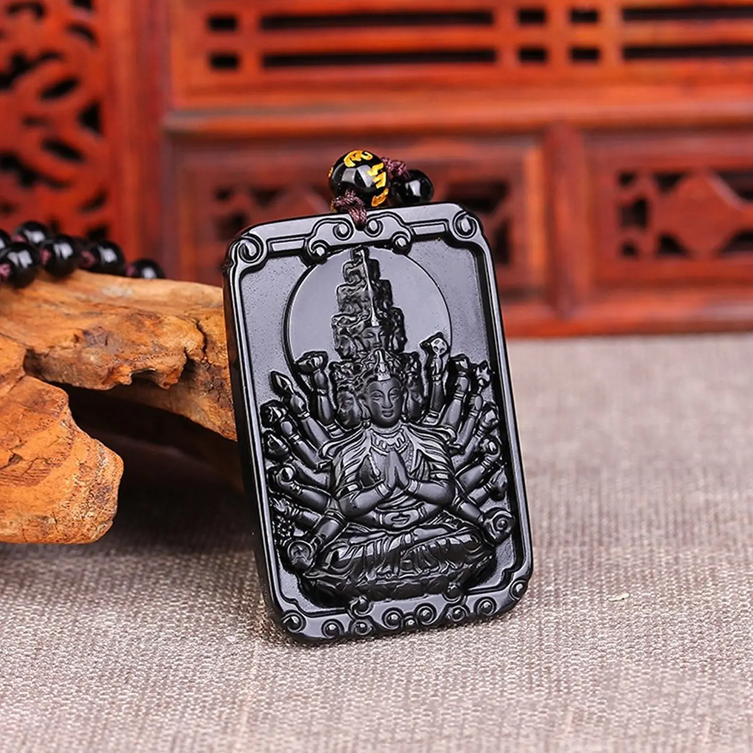 Изящные Ювелирные изделия Koraba ожерелье из натурального обсидиана стражи