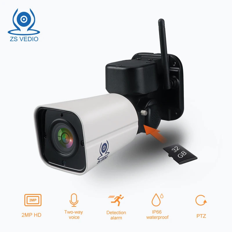 ZSVEDIO камера наблюдения PTZ 2.0MP H.264 WiFi Bullet уличное Облачное хранилище 4X оптический