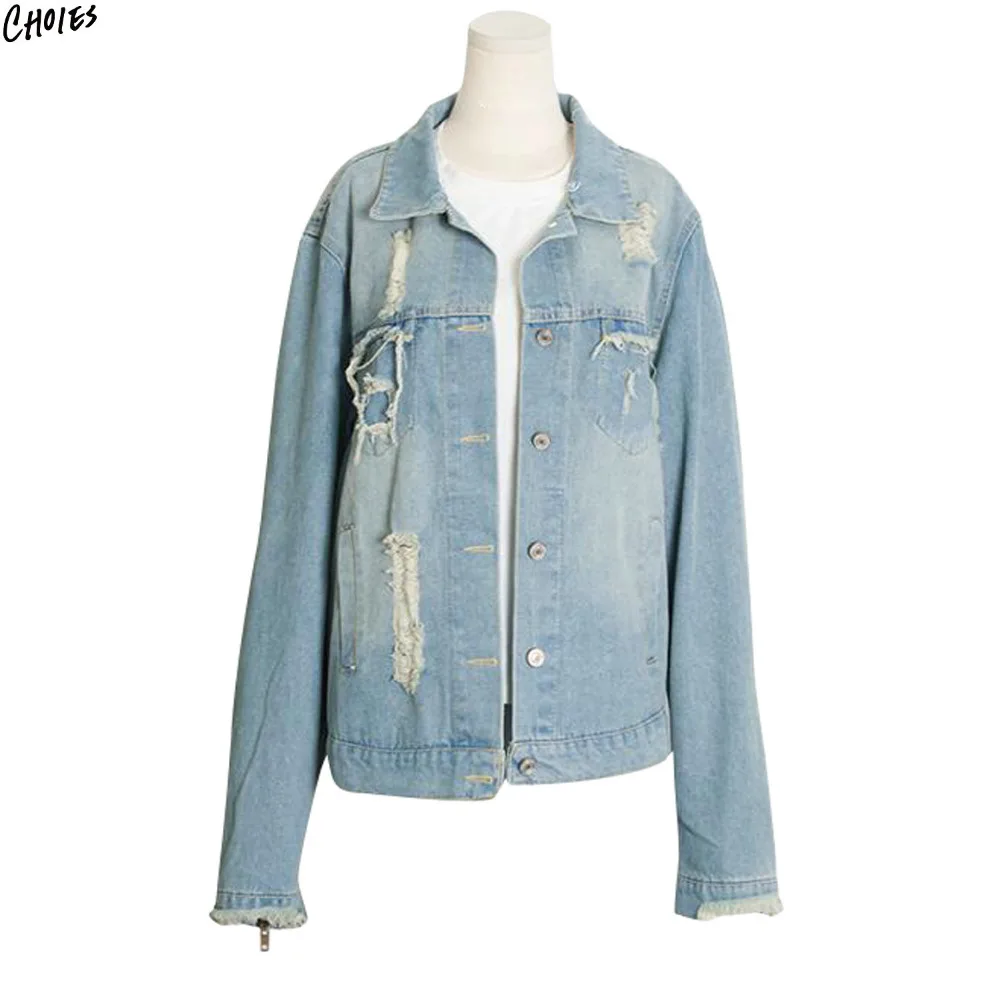 Синяя джинсовая куртка с вышивкой и крыльями сзади Женская рваная открытая на