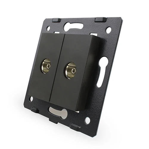 Livolo стандарт ЕС, розетка/штепсельный элемент, для продуктов DIY, 2 банды ТВ розетка/розетка VL-C7-2V-11(4 цвета - Цвет: Black