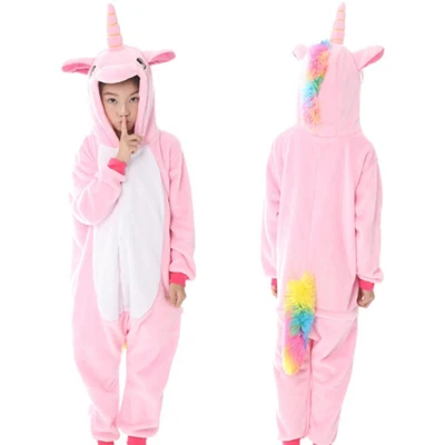 Pink Horse Pajama Kigurumi Onesie/Детские пижамы с пандой; детские комбинезоны единорог с рисунками животных; зимняя одежда для сна для мальчиков и девочек; детская пижама - Цвет: Pink Horse Pajama