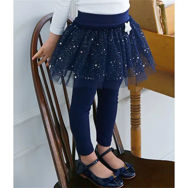 Navy Blue Прямая поставка новые леггинсы для девочек детские брюки весна осень танец звезды марлевые Обтягивающие юбки леггинсы Дети брюки Одежда для девочек - Цвет: Navy Blue