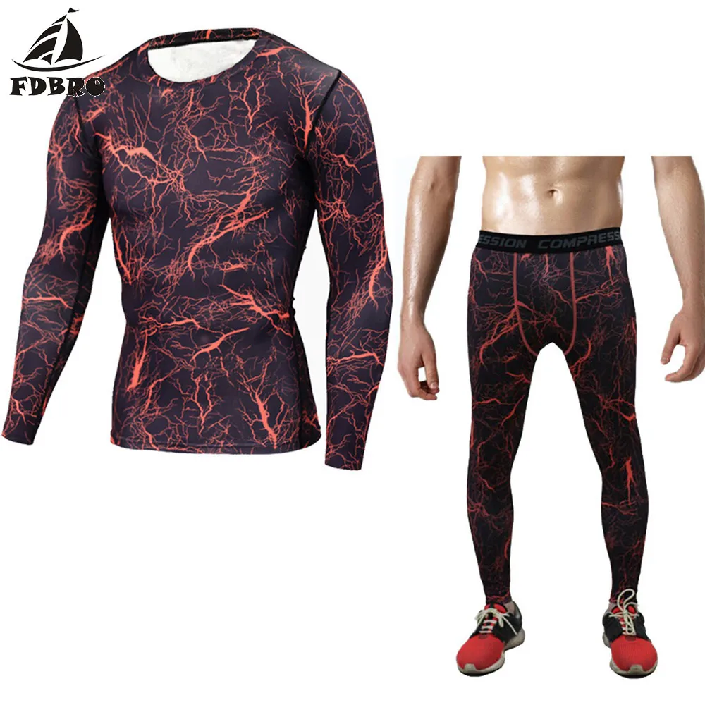 FDBRO спортивный костюм Мужская компрессионная MMA рубашка с длинным рукавом