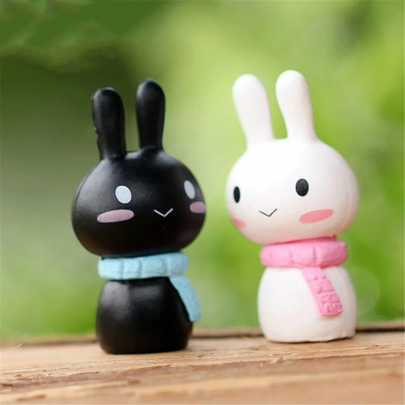 2 шт./компл. kawaii Кролик мультфильм миниатюрная смоляная заячья садовый декор