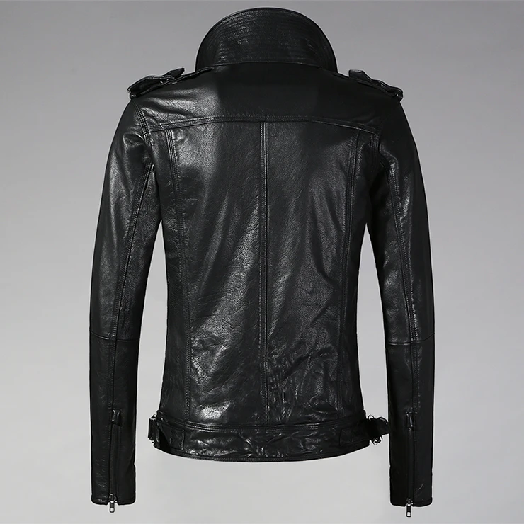 Male genuine cowhide leather short slim clothing men's henlry motorcycle biker jacket cowskin new coat 2017 | Мужская одежда