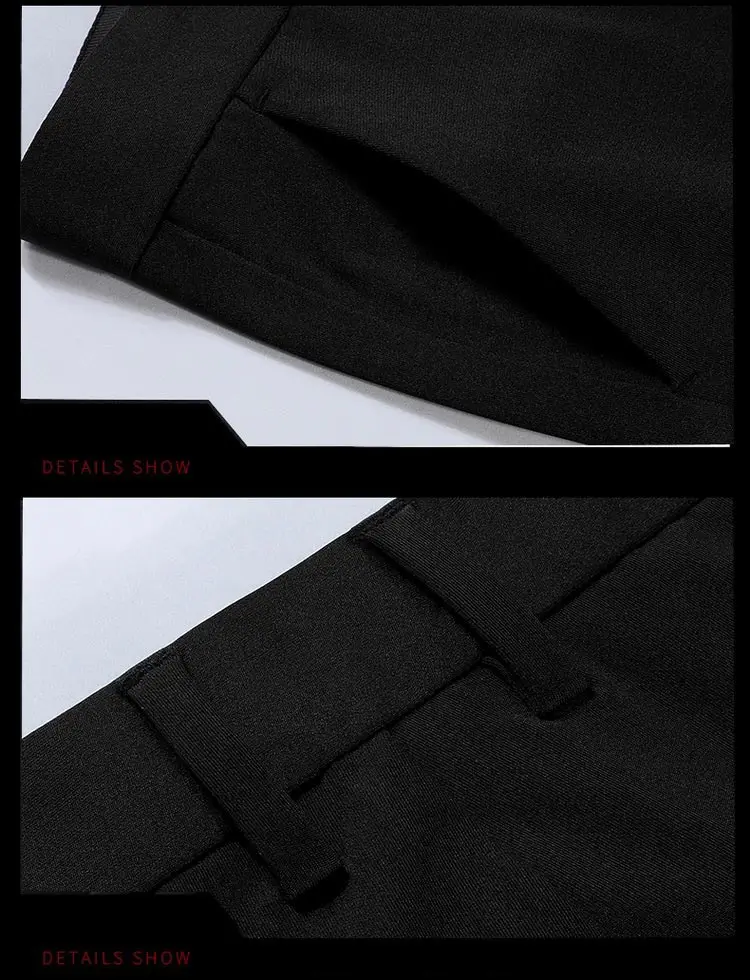 Сезон: весна-лето мужские деловые брюки Slim fit прямые стрейч для мужчин мотобрюки молния повседневное черные брюки Pantalones Hombres