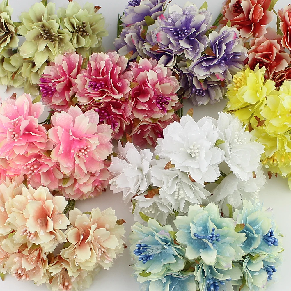 6 шт. искусственные цветы гвоздики 4 см|silk flower bouquet|flower bouquetartificial carnations |