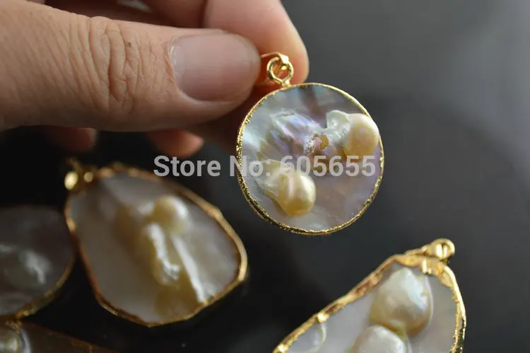 

Mother of Pearl MOP Shell Freeform Slab Pendants