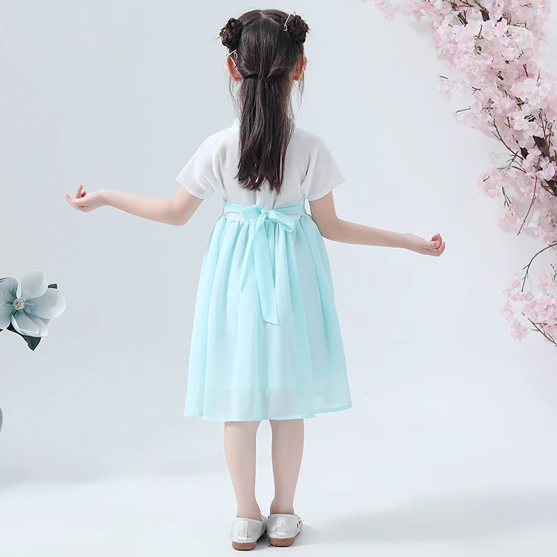 

New Children Hanfu Costume Chinese Style Summer Clothes Chinese Ancient And Traditional Kids Clothes Folk Dance Wear DQL776