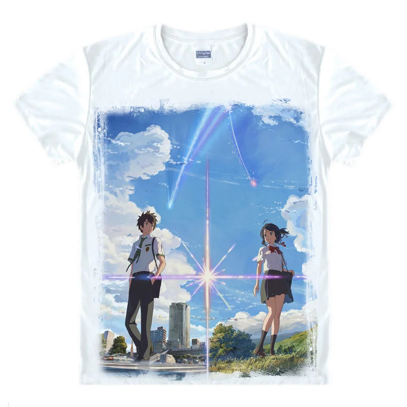 Аниме рубашка Coolprint с вашим именем футболки Kimi No Na Wa коротким рукавом Tachibana Taki Miyamizu