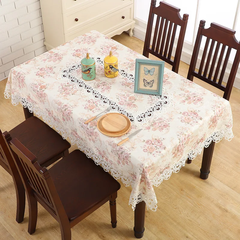 2020 новая распродажа Роскошная жаккардовая скатерть с кружевными сторонами для