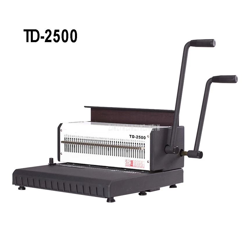 値段 TD-2500 2 ハンドルマニュアルスパイラルダブルワイヤー製本機 40 個正方形パンチ穴ファイルブック A4 紙バインダーパンチャー機