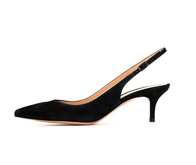 Black Suede Kmeioo/пикантные женские туфли-лодочки; леопардовая женская обувь для вечеринок на тонком каблуке; Брендовые женские туфли-лодочки с острым носком и ремешком на щиколотке размера плюс - Цвет: Black Suede