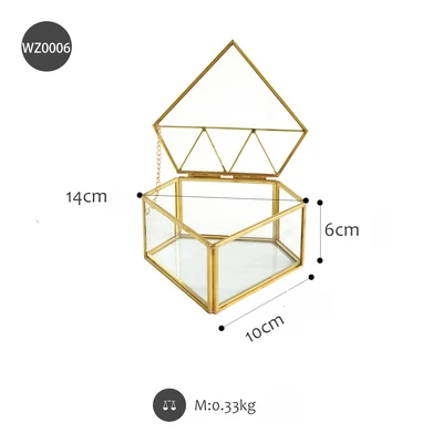 SWEETGO многоугольная стеклянная коробка для торта, настольные держатели для хранения, стойки для десертов, латунные края, коробки для демонстрации ювелирных изделий, лотки - Цвет: Heart shape case